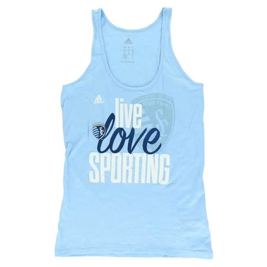 Adidas Sporting Kansas City Mls Love Womens Tank Top Color: Baby Blue/White 100% Authentic