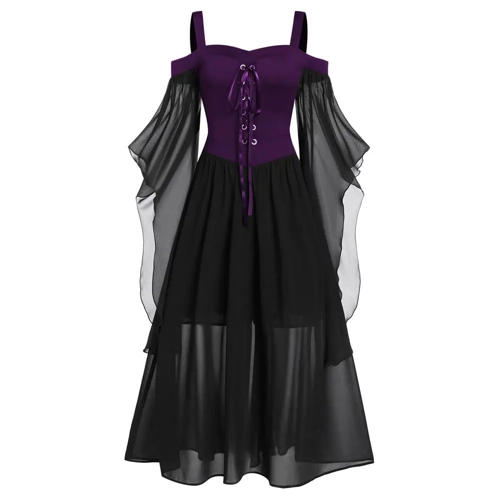 Women's Gothic Punk Style Off-the-shoulder Butterfly Sleeve Easter Cosplay Party Dress