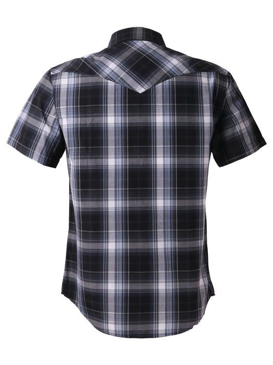 Men's Western Cowboy Short Sleeve Pearl Snap Button up Casual Work Plaid Shirts