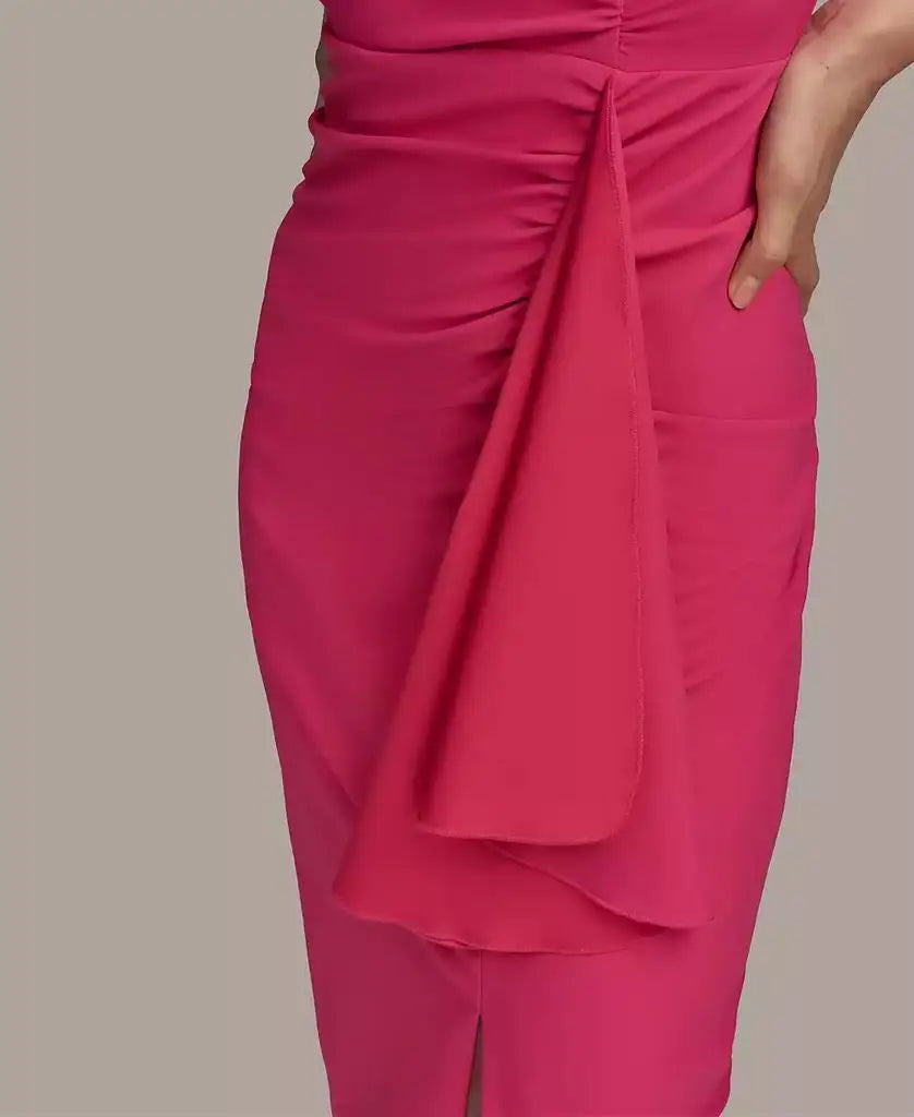 Women's Ruched Draped Sleeveless Sheath Dress