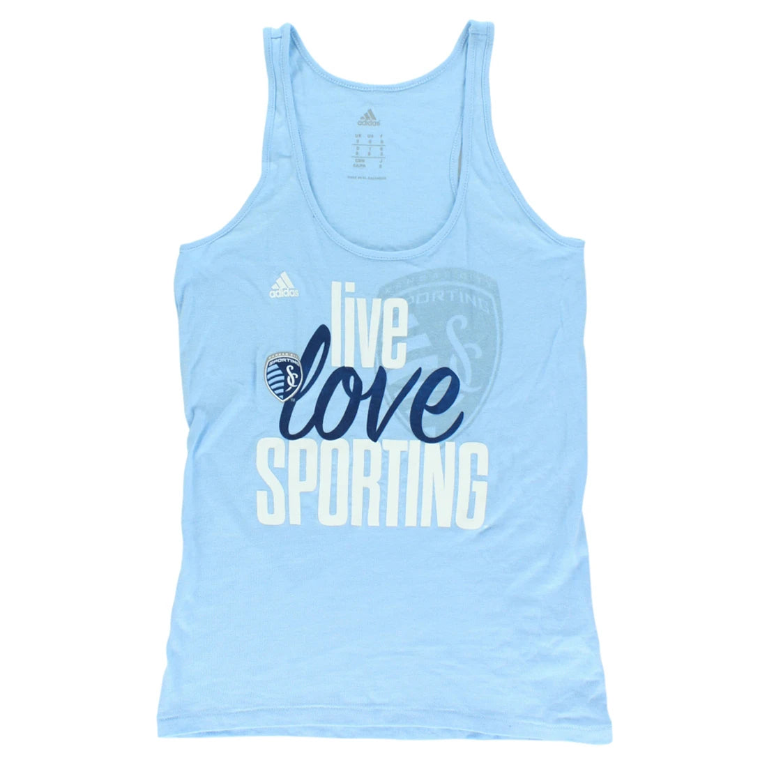 Adidas Sporting Kansas City Mls Love Womens Tank Top Color: Baby Blue/White  100% Authentic