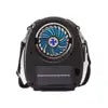 Outdoor Cooling Fan Bluetooth Speaker with FM Radio, Flashlight, Solar Charging, Strap for Universal Cell Phone