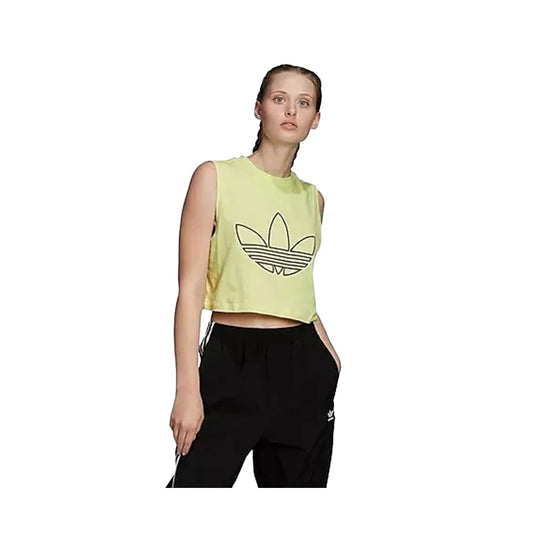 Adidas Originals Crop Tank Womens Active Shirts & Tees Color: Volt/Black  100% Authentic