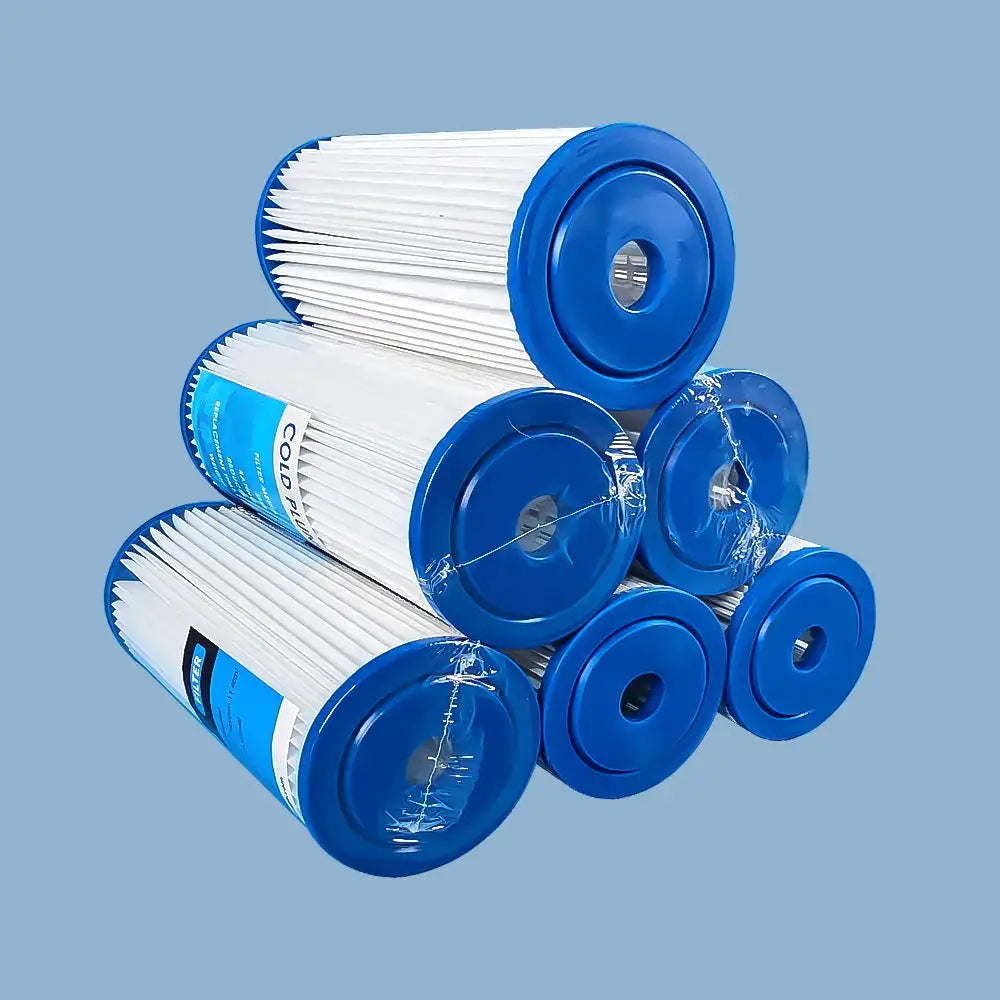Ambohr 7.7x4.5 Inch Activated Carbon PP Pleated Sediment Water Filter Cartridge for Outdoor Water Treatment 6pcs/pack