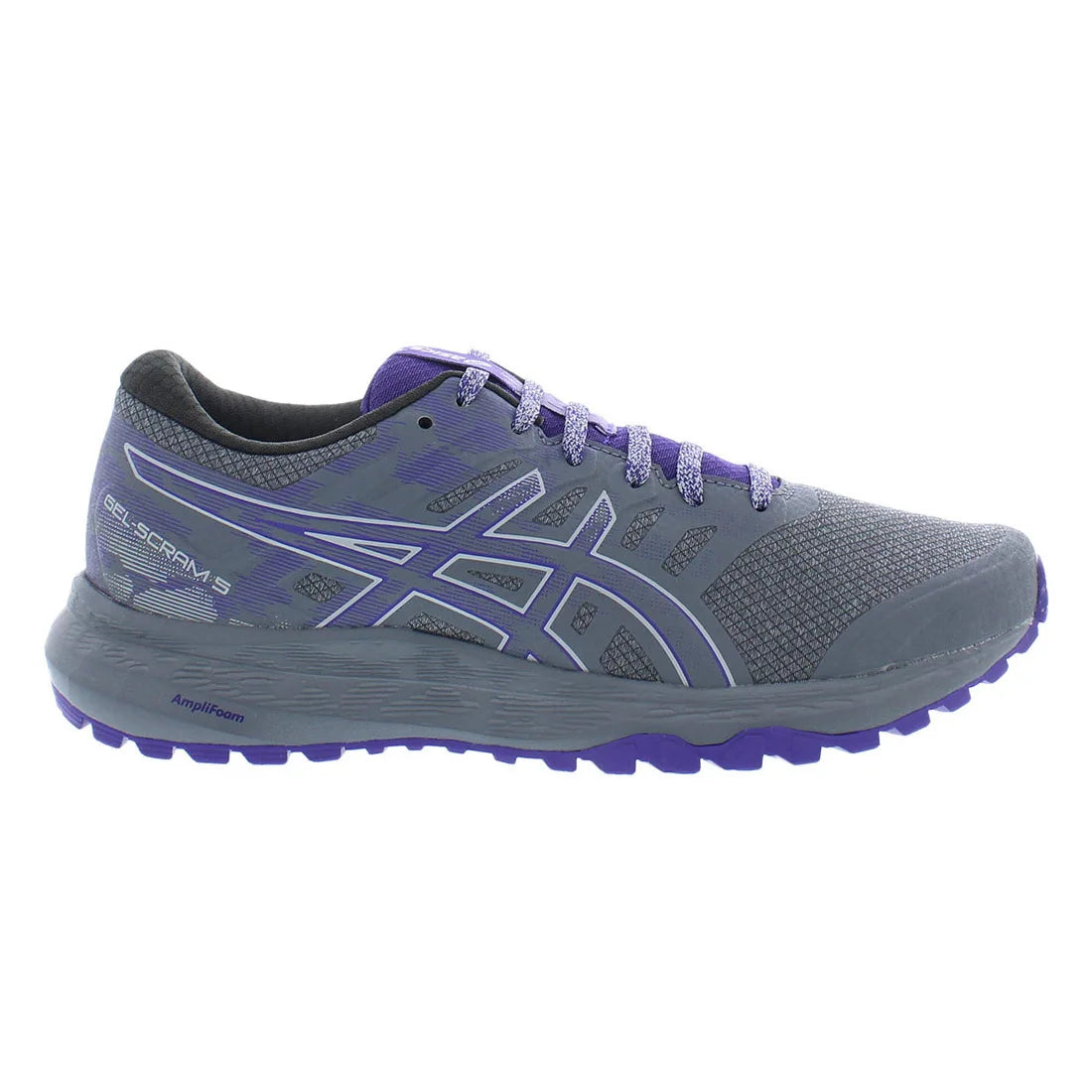 For Gel-Scram 5 Women's Tennis Shoes Breathable Mesh Upper AmpliFoam Midsole Rubber Outsole Grey/Purple Running Shoes