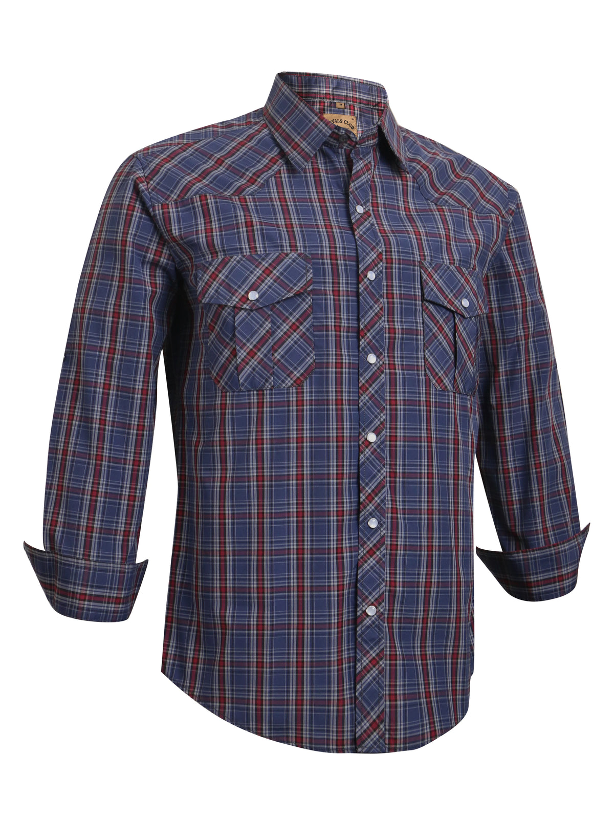 Men's Western Pearl Snap Button up Casual Cowboy Long Sleeve Two Pockets Work Plaid Shirts