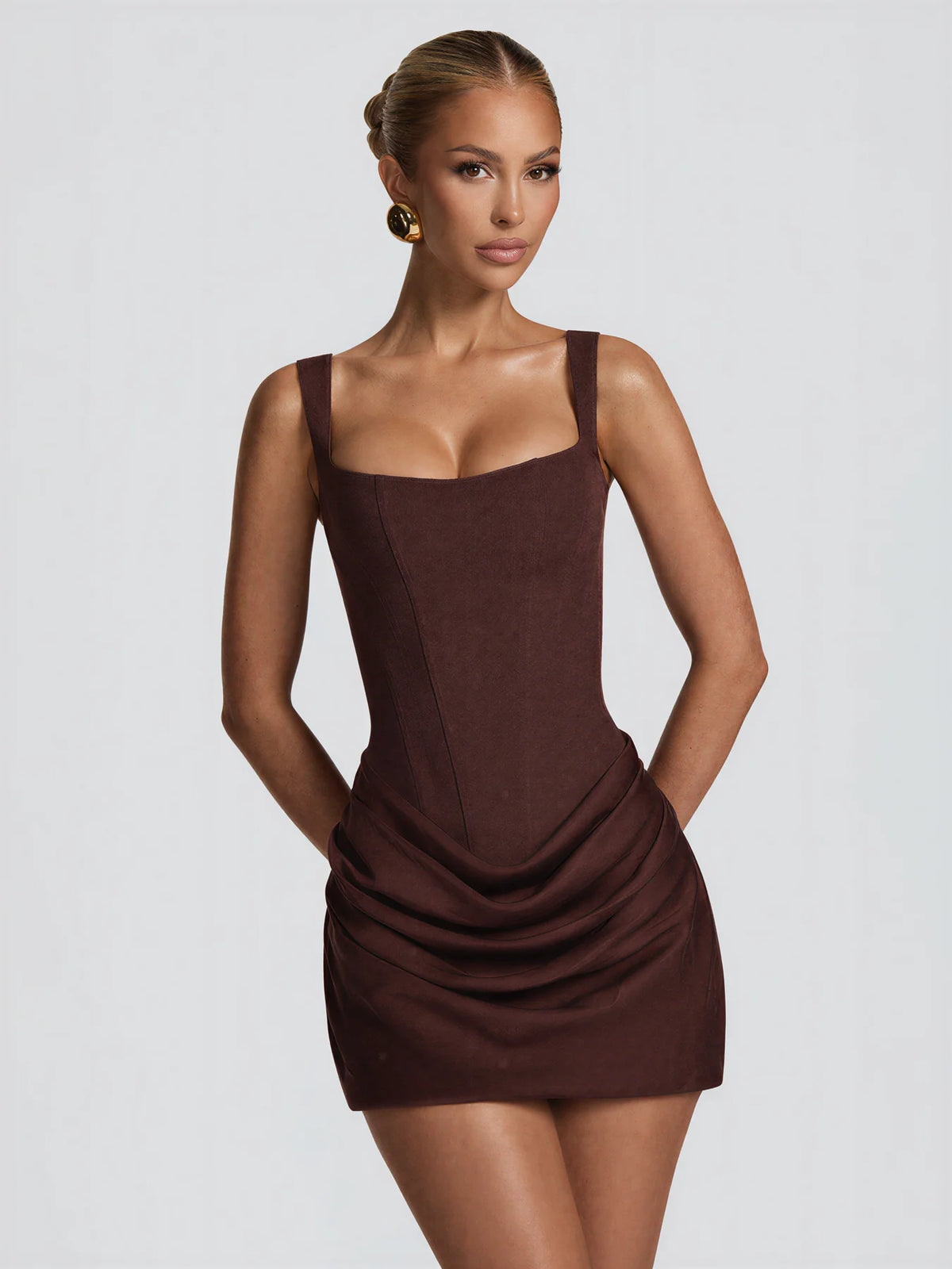 Regular Fit Pleated Solid Natural Waist Woven Mini Skirt for Minimalist All Seasons Everyday Outfits