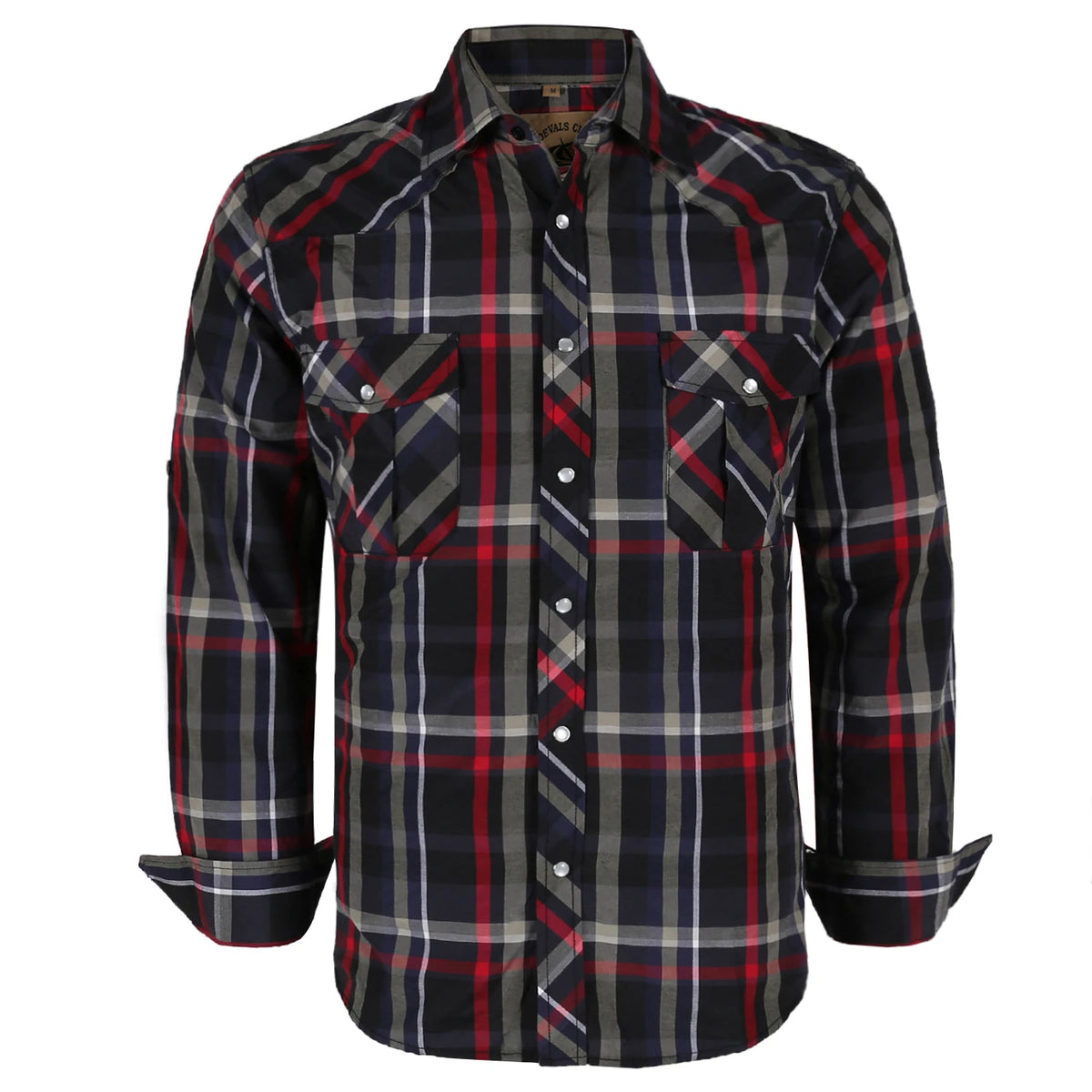 Men's Western Cowboy Long Sleeve Pearl Snap Casual Plaid Work Shirts