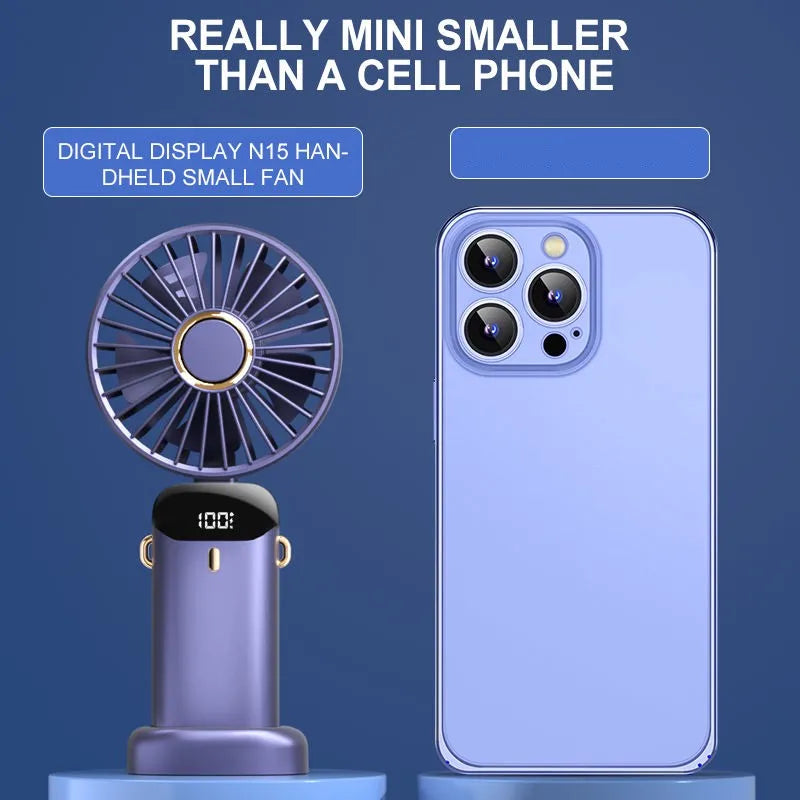 2026 New USB Handheld Fan Portable Mini Fan Charging Foldable Electric Fan for Office Student Car Outdoor Use Perfect Gift