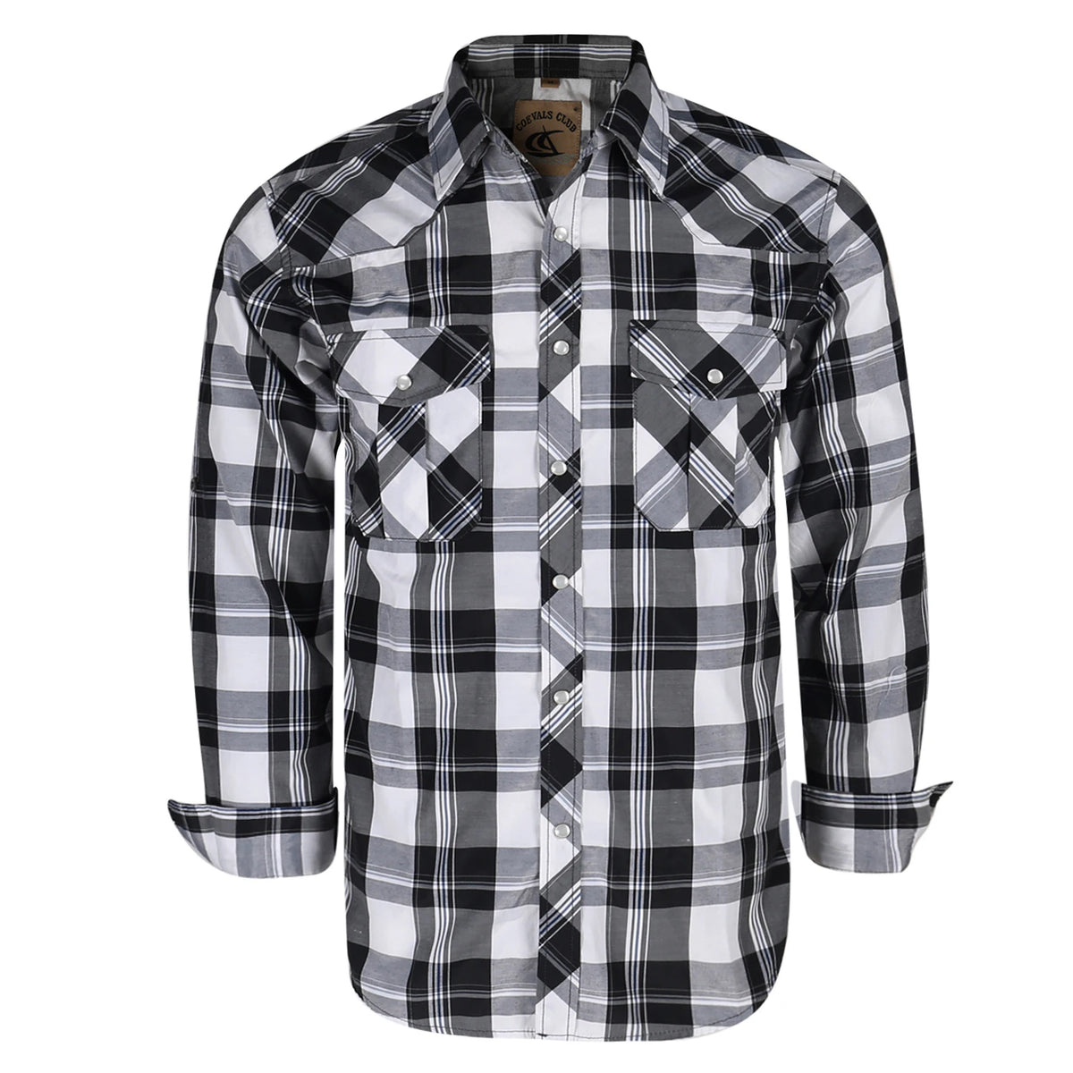 Men's Western Cowboy Long Sleeve Pearl Snap Casual Plaid Work Shirts