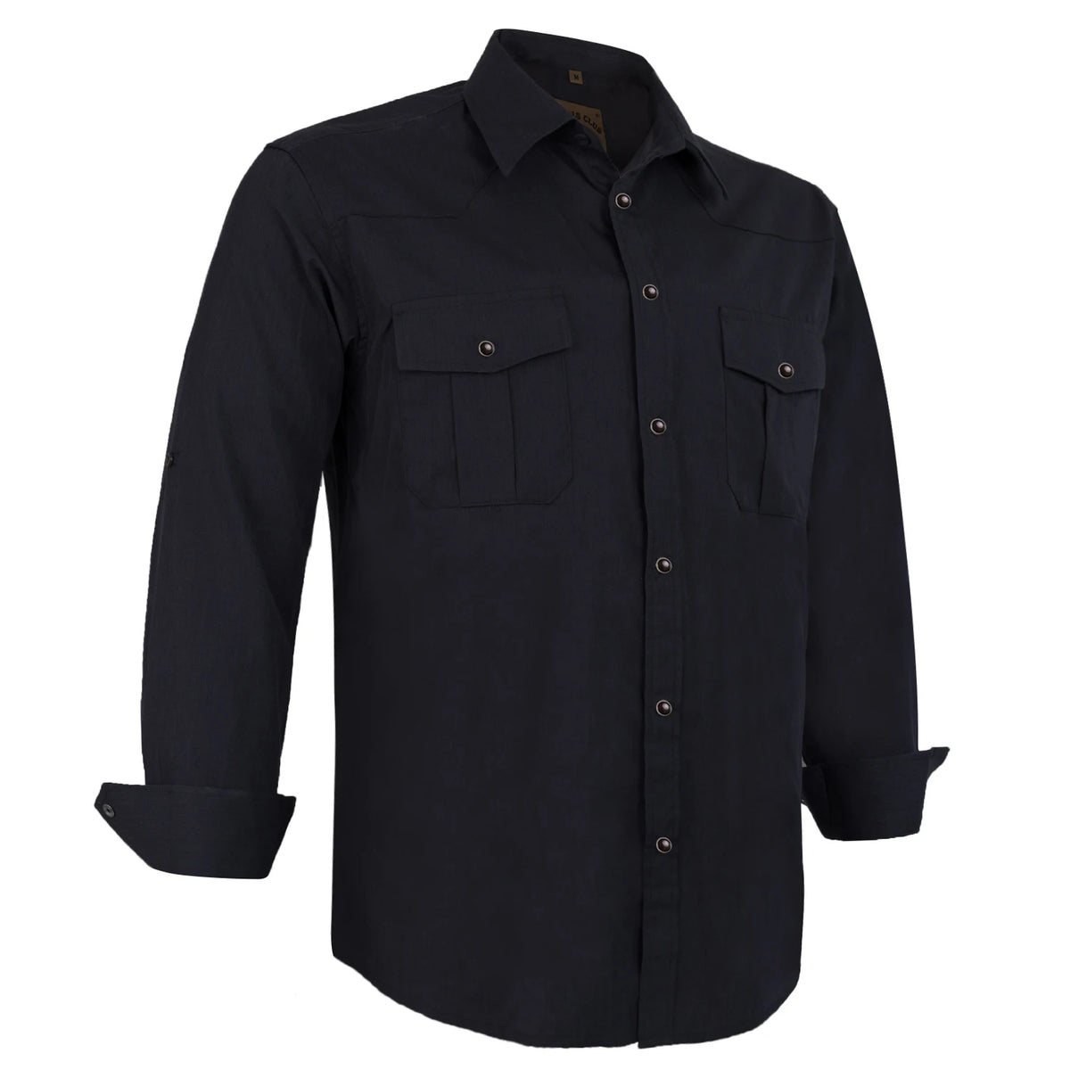 Men's Western Cowboy Long Sleeve Pearl Snap Button up Casual Work Solid Shirts