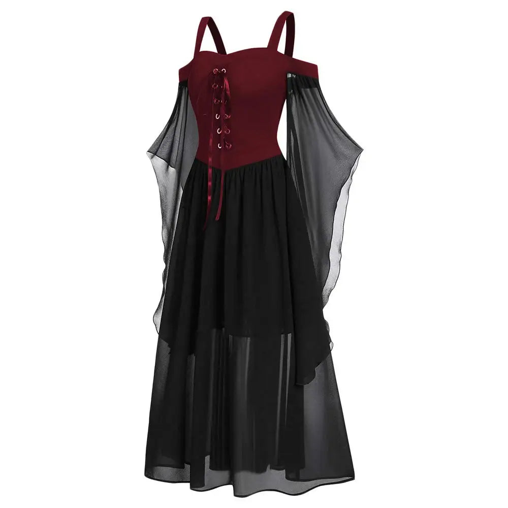 Women's Gothic Punk Style Off-the-shoulder Butterfly Sleeve Easter Cosplay Party Dress