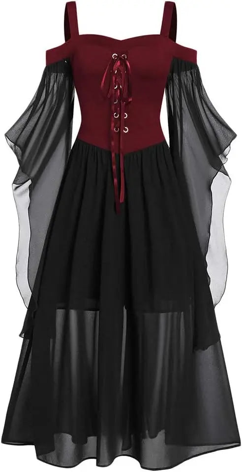 Women's Gothic Punk Style Off-the-shoulder Butterfly Sleeve Easter Cosplay Party Dress