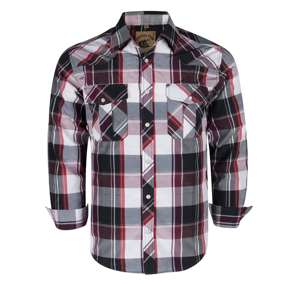 Men's Western Cowboy Long Sleeve Pearl Snap Casual Plaid Work Shirts