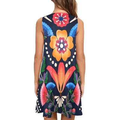 USA Stock Manufacturer 220g Sleeveless A-Line Pocket Dress Casual Summer Breathable Washable Natural Waist Daywear