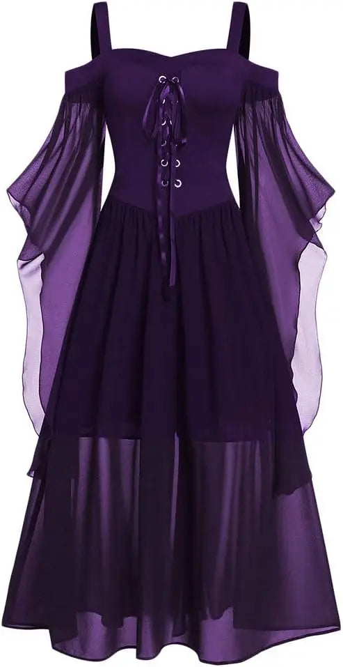 Women's Gothic Punk Style Off-the-shoulder Butterfly Sleeve Easter Cosplay Party Dress