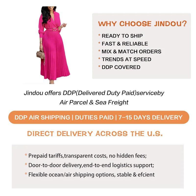 2026 Trendy Spring Dresses Women Lady Elegant Long Sleeve V-neck Pleated Office Dress Elegant Casual Dresses With Belt