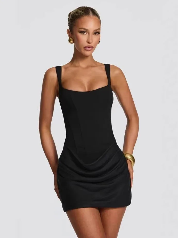 Regular Fit Pleated Solid Natural Waist Woven Mini Skirt for Minimalist All Seasons Everyday Outfits
