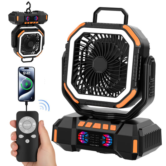 F22S 40000mAh Ventilateur Big Battery Double Motor USB Portable Camping Fan Rechargeable with Power Bank Night Light for Tent
