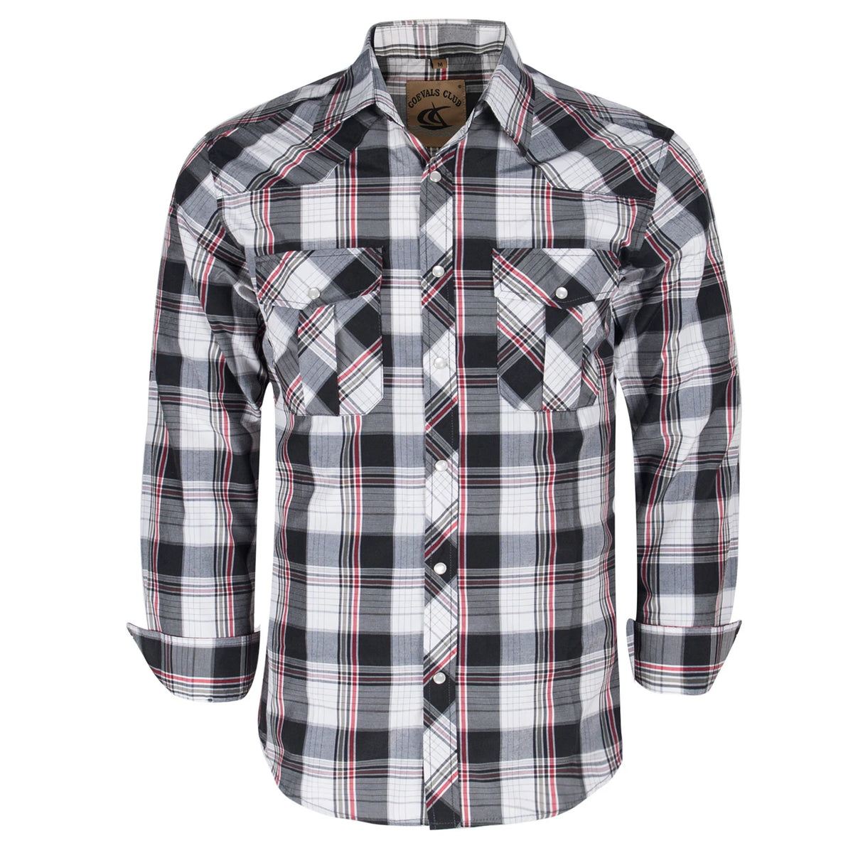 Men's Western Cowboy Long Sleeve Pearl Snap Casual Plaid Work Shirts