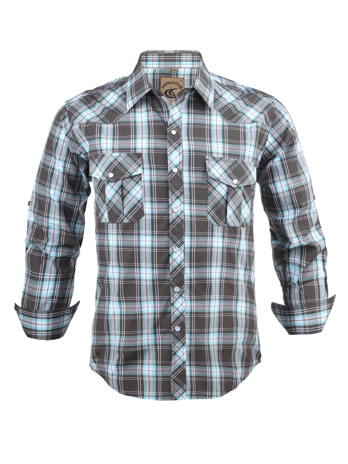 Men's Western Cowboy Long Sleeve Pearl Snap Casual Plaid Work Shirts