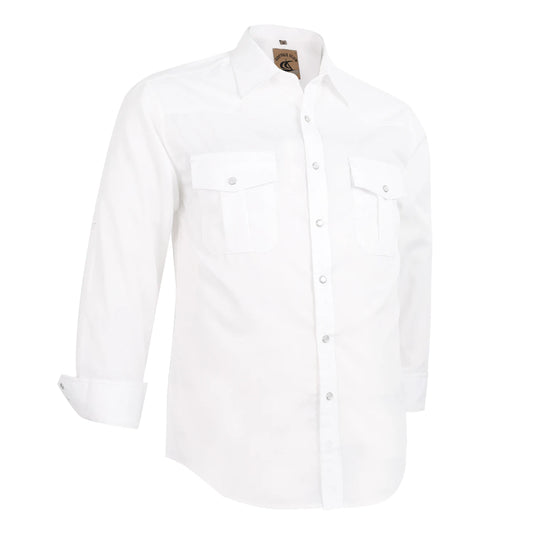 Men's Western Cowboy Long Sleeve Pearl Snap Button up Casual Work Solid Shirts