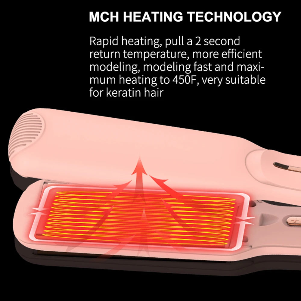 Ulelay Professional Infrared Hair Curler Straightener 480F Titanium MCH Fast Heating Flat Iron Negative Ion Electric Custom