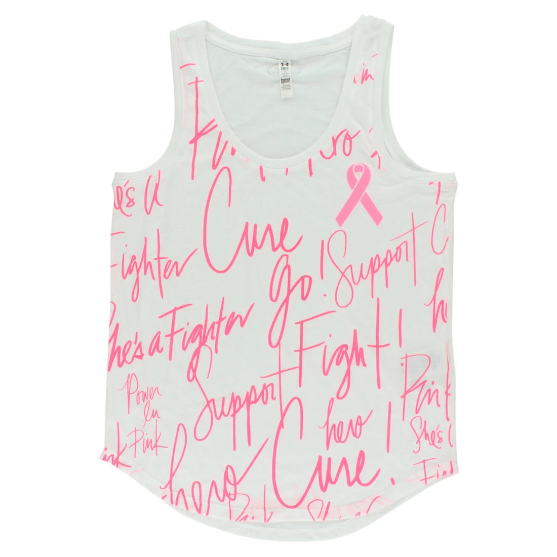 For Under for Womens Power in Pink Allover Print Tank Top White S Color White/Pink | 100% Authentic Made in China