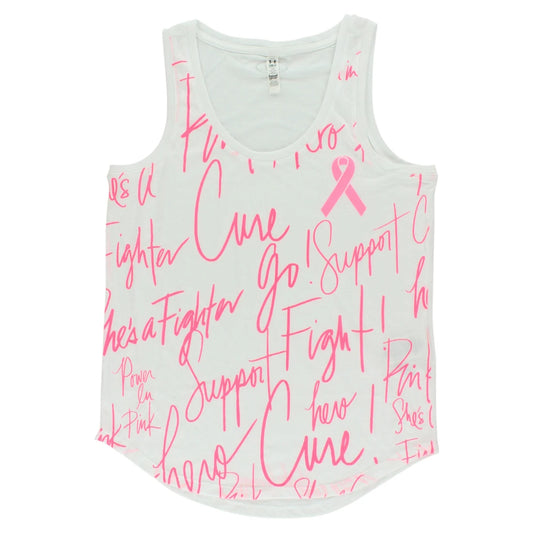 For Under for Womens Power in Pink Allover Print Tank Top White S Color White/Pink | 100% Authentic Made in China