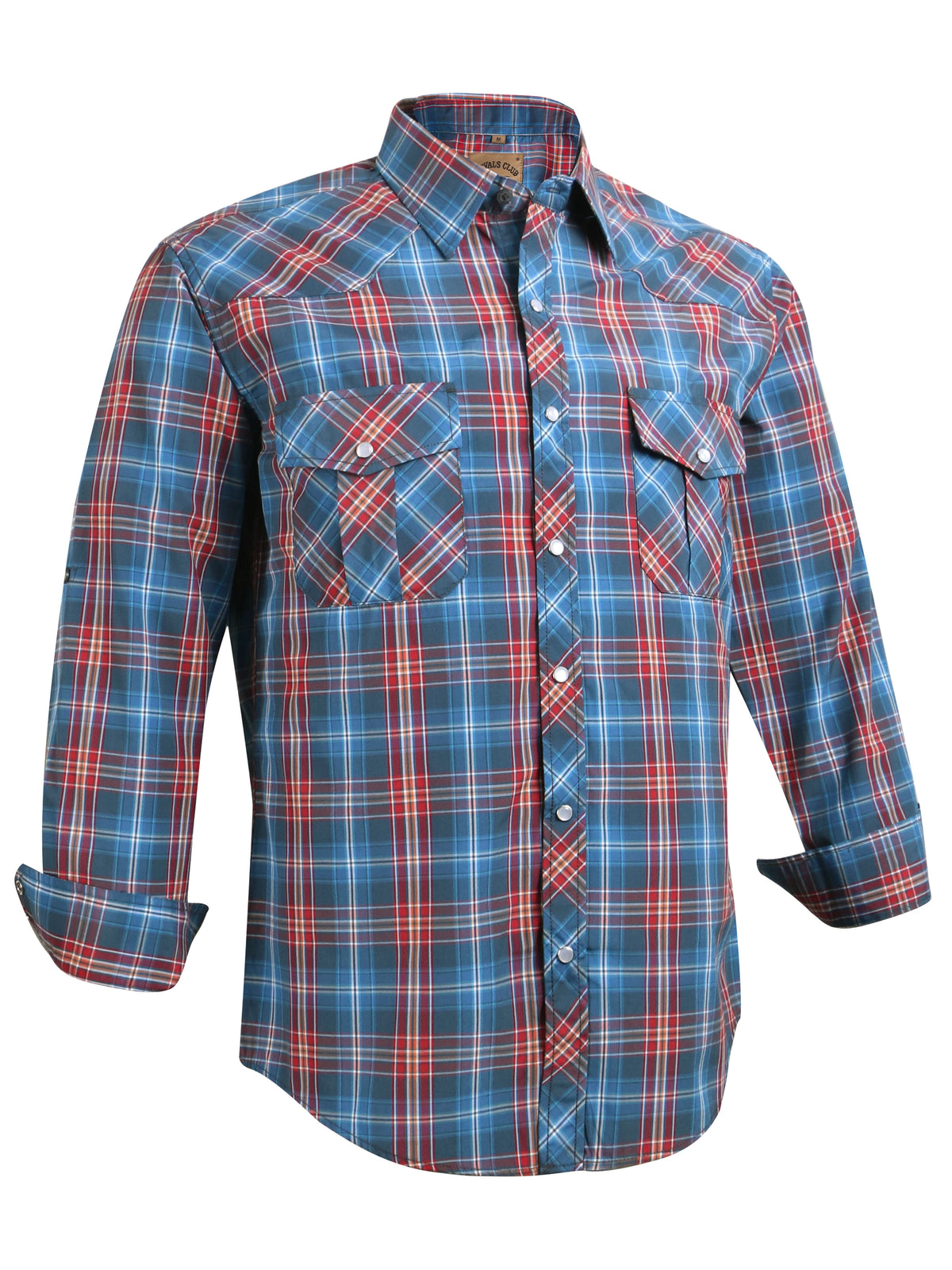 Men's Western Pearl Snap Button up Casual Cowboy Long Sleeve Two Pockets Work Plaid Shirts