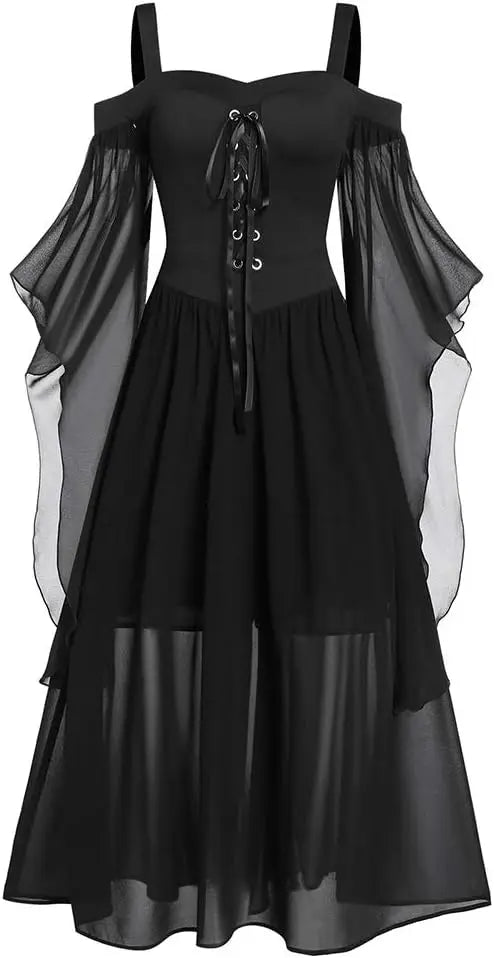 Women's Gothic Punk Style Off-the-shoulder Butterfly Sleeve Easter Cosplay Party Dress