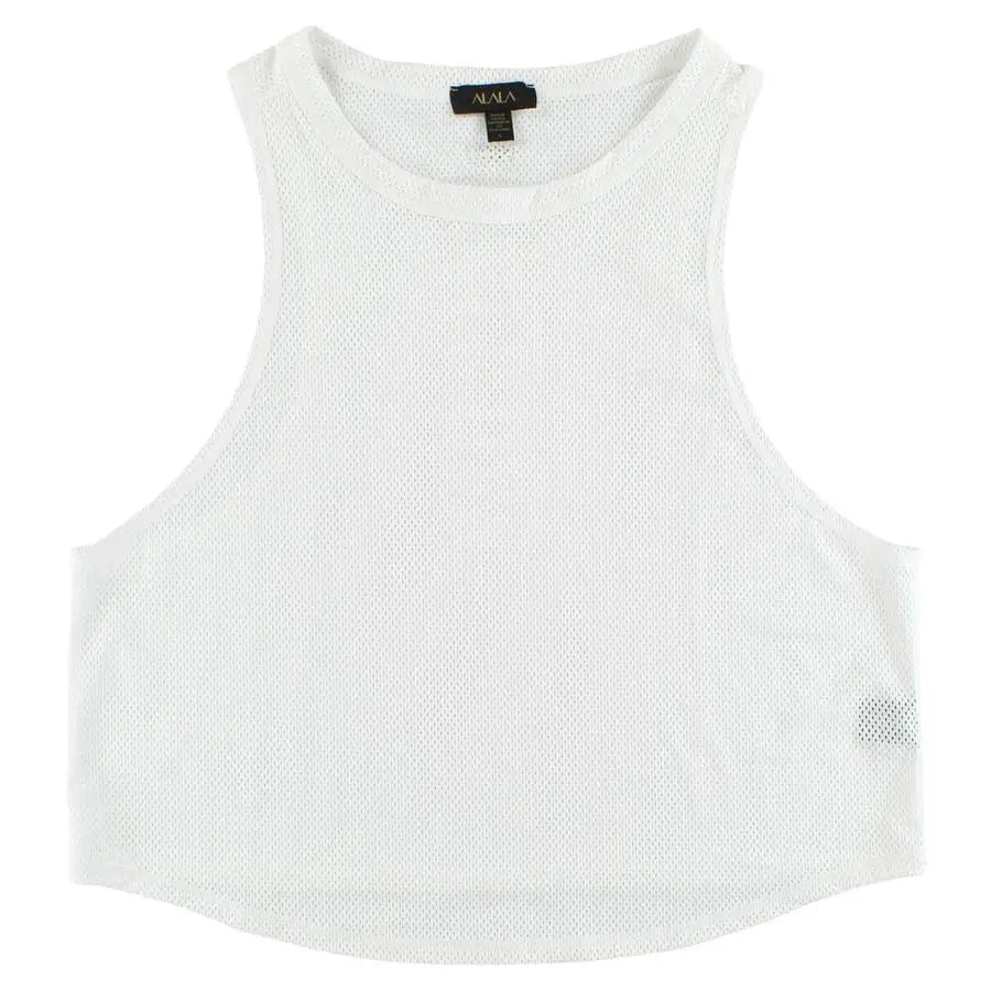 ALALA Womens Short All Day Crop Tank Top White L 100% Authentic