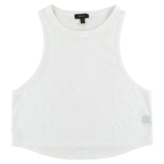 ALALA Womens Short All Day Crop Tank Top White L 100% Authentic
