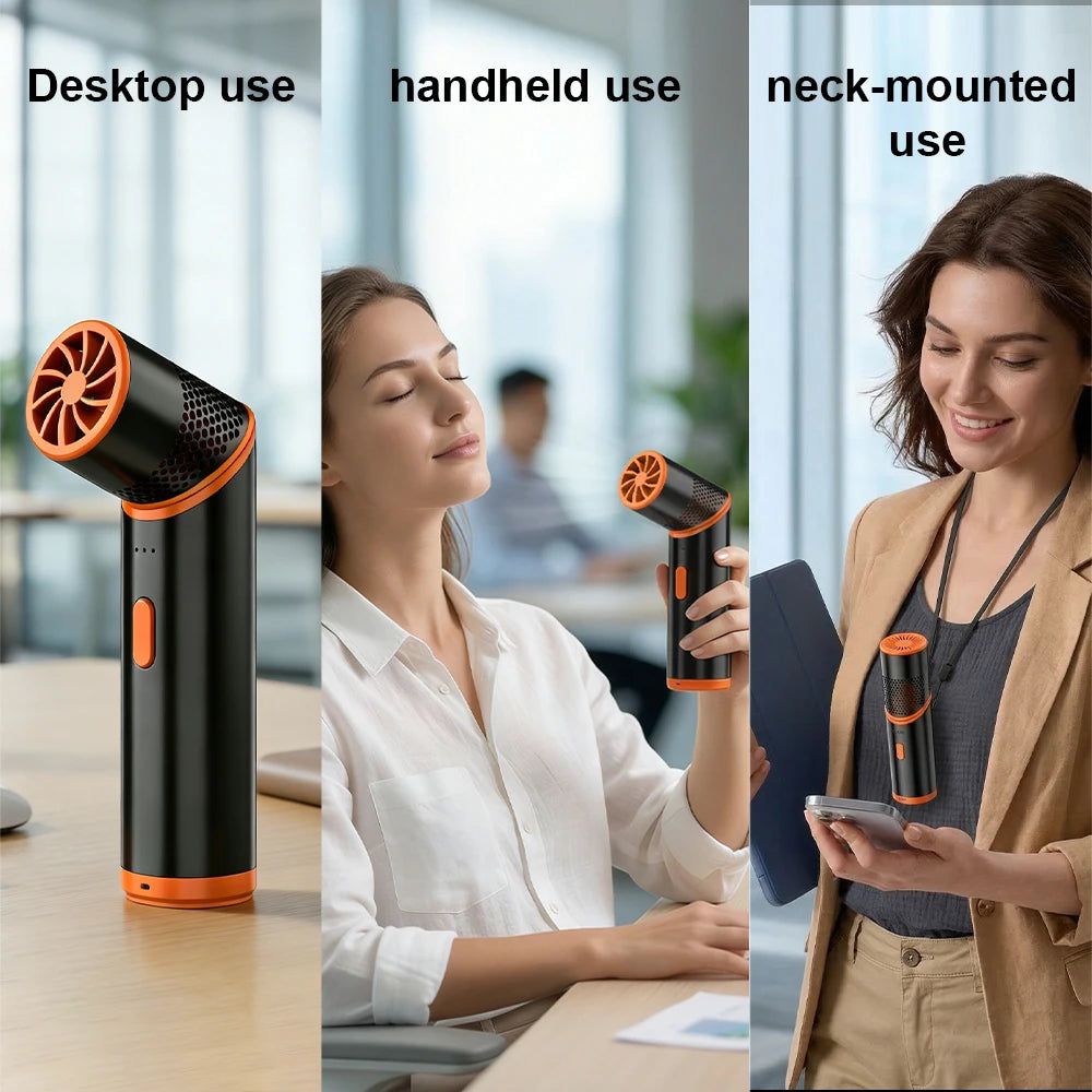 WindBillion Electric Rechargeable Mini Fan, Portable Turbo 3-Speed USB Fan for Home & Car Use