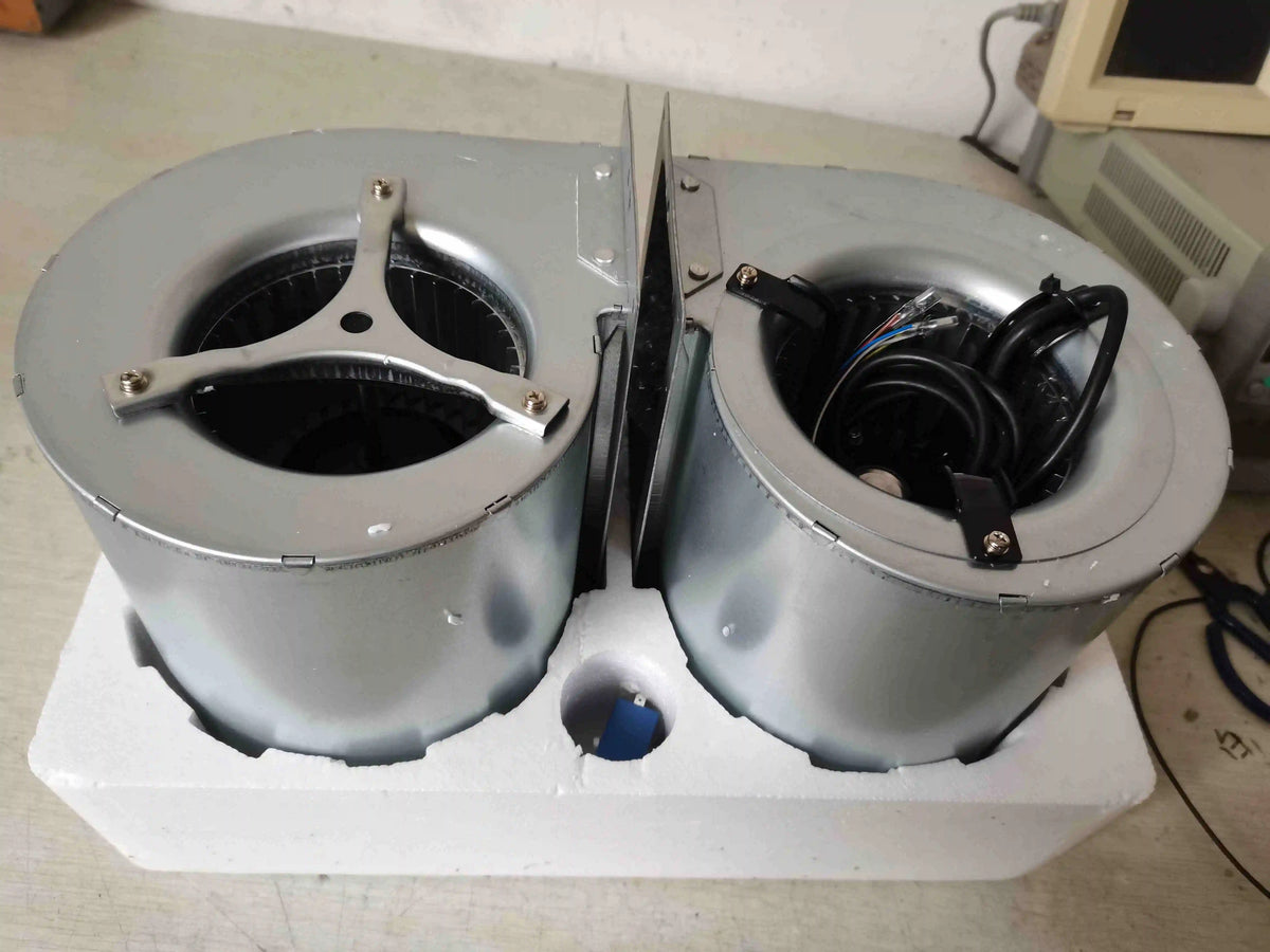 JEEK Stainless Steel Free Standing Centrifugal Impeller Dual Inlet Air Blowing Speed Control AC 220V EC Motor Fan