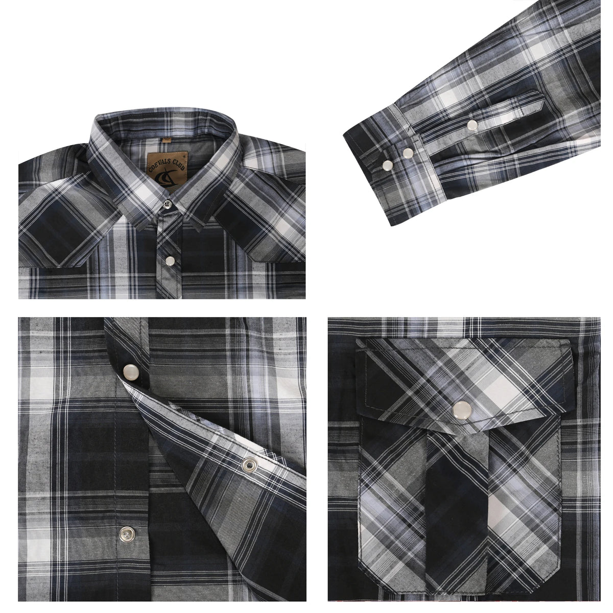 Men's Western Cowboy Long Sleeve Pearl Snap Casual Plaid Work Shirts