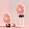 Mini Portable Fan Cute Design 3 Speed Personal Handheld fan and Desktop with Base Lightweight USB Rechargeable for Travel