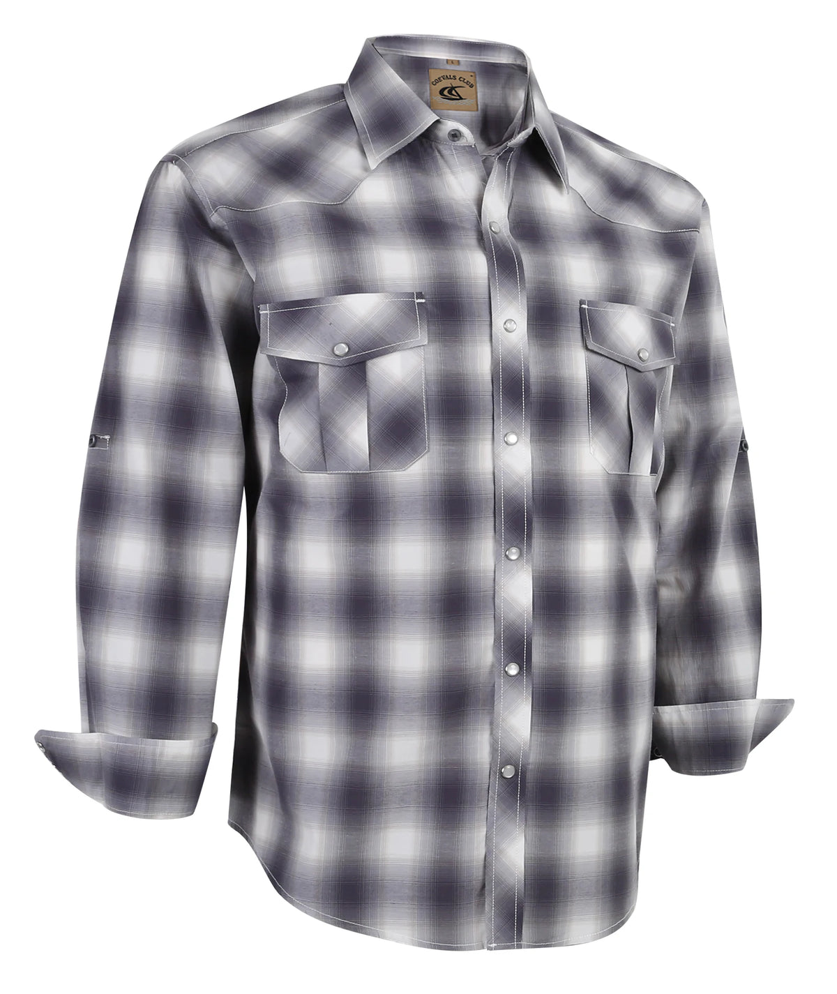 Men's Western Pearl Snap Button up Casual Cowboy Long Sleeve Two Pockets Work Plaid Shirts