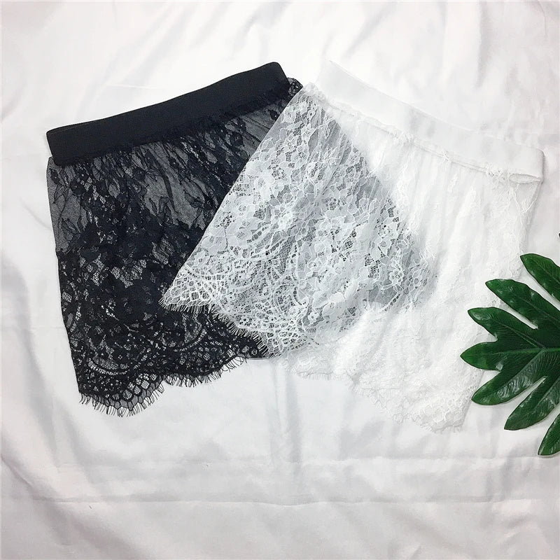 Miniskirt Sexy Transparent Lace Mesh Skirt Shirt Extender Women Summer Mini Black White Short Micro Skirt Ladies Underskirt
