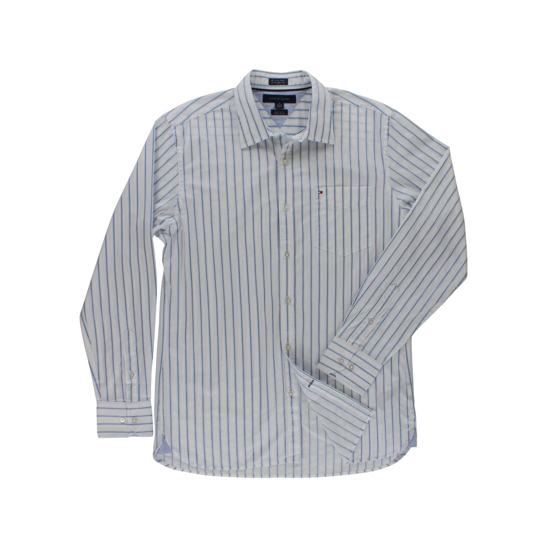 For for for Collar Striped Button-Down Mens Dress Shirts Color White/Blue | 100% Authentic Made in China