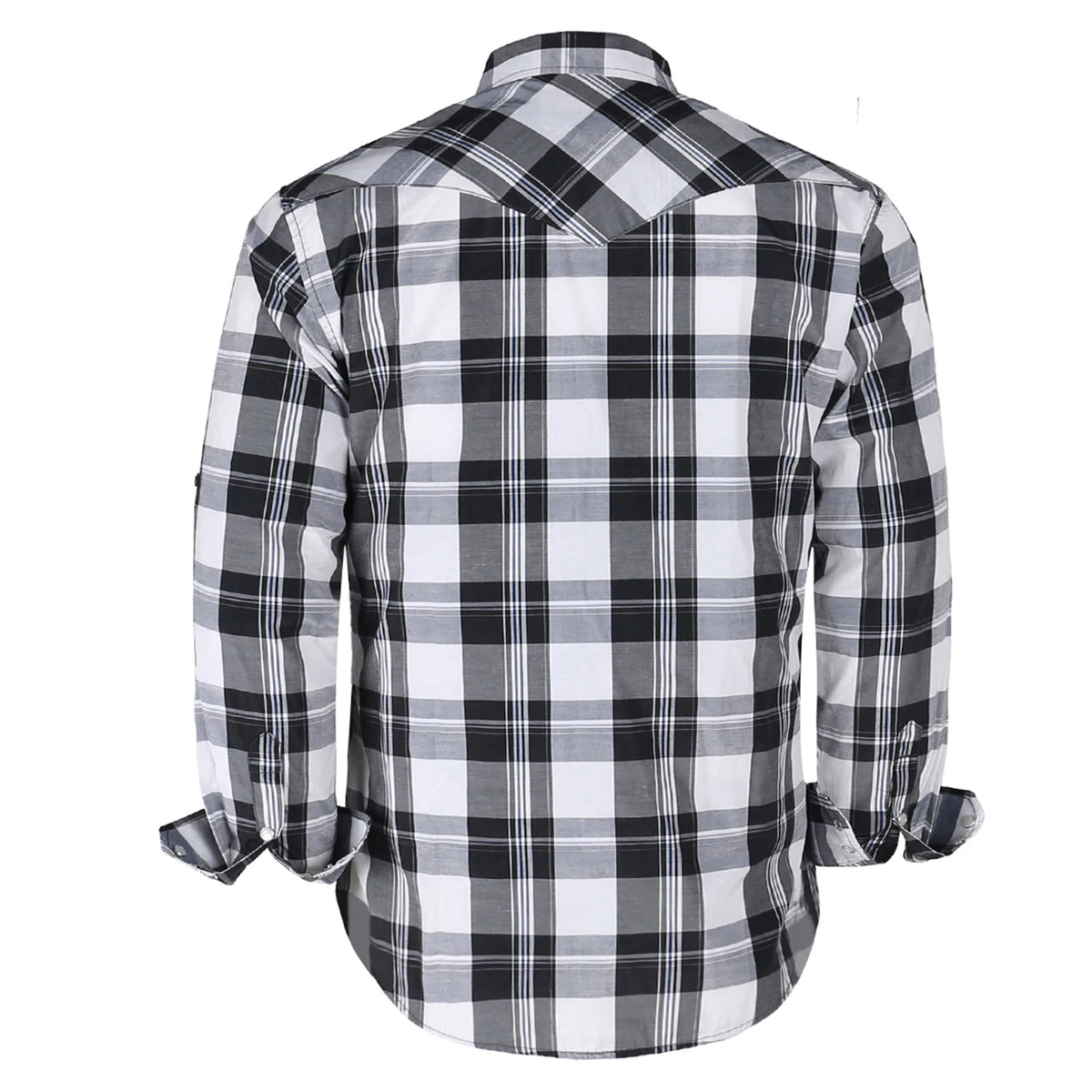 Men's Western Pearl Snap Button up Casual Cowboy Long Sleeve Two Pockets Work Plaid Shirts