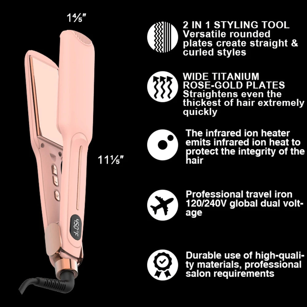 Ulelay Professional Infrared Hair Curler Straightener 480F Titanium MCH Fast Heating Flat Iron Negative Ion Electric Custom