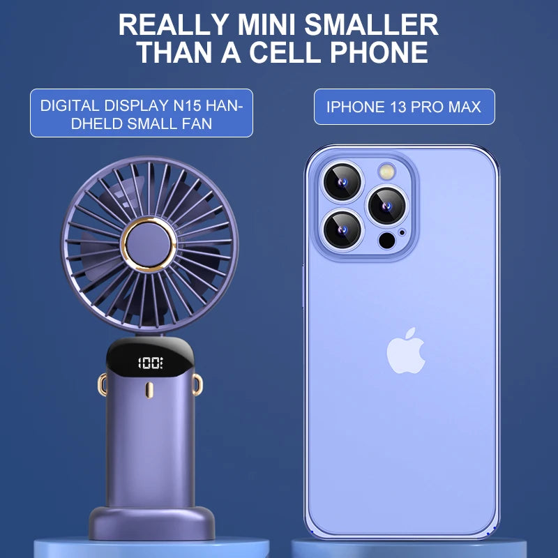 Mini Portable Fan Cute Design 3 Speed Personal Handheld fan and Desktop with Base Lightweight USB Rechargeable for Travel