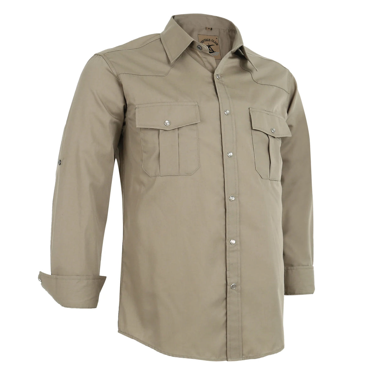Men's Western Cowboy Long Sleeve Pearl Snap Button up Casual Work Solid Shirts