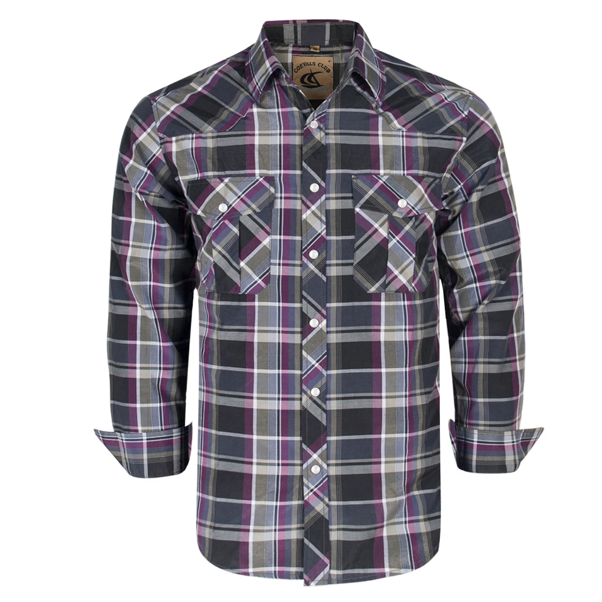 Men's Western Cowboy Long Sleeve Pearl Snap Casual Plaid Work Shirts