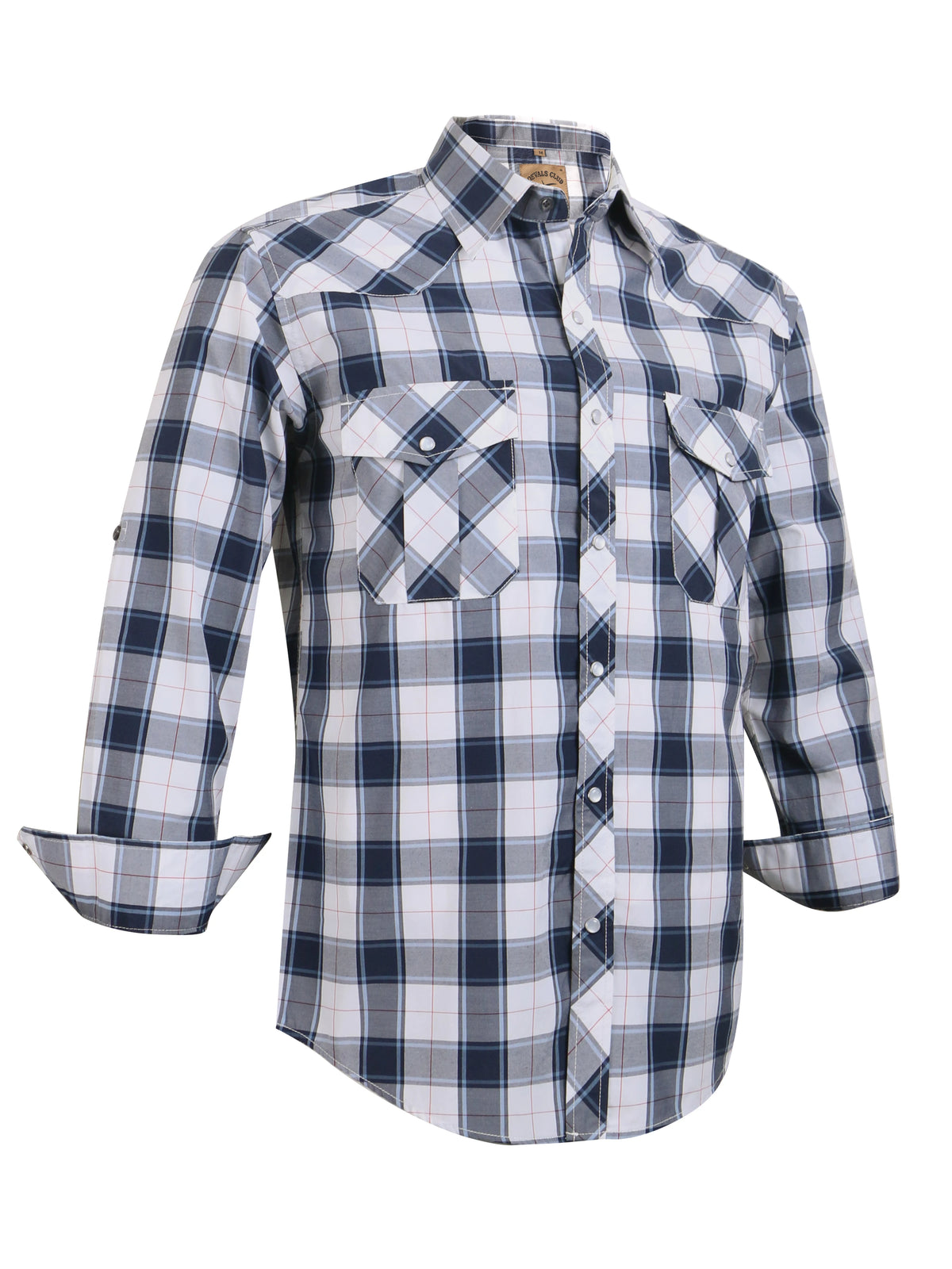 Men's Western Pearl Snap Button up Casual Cowboy Long Sleeve Two Pockets Work Plaid Shirts
