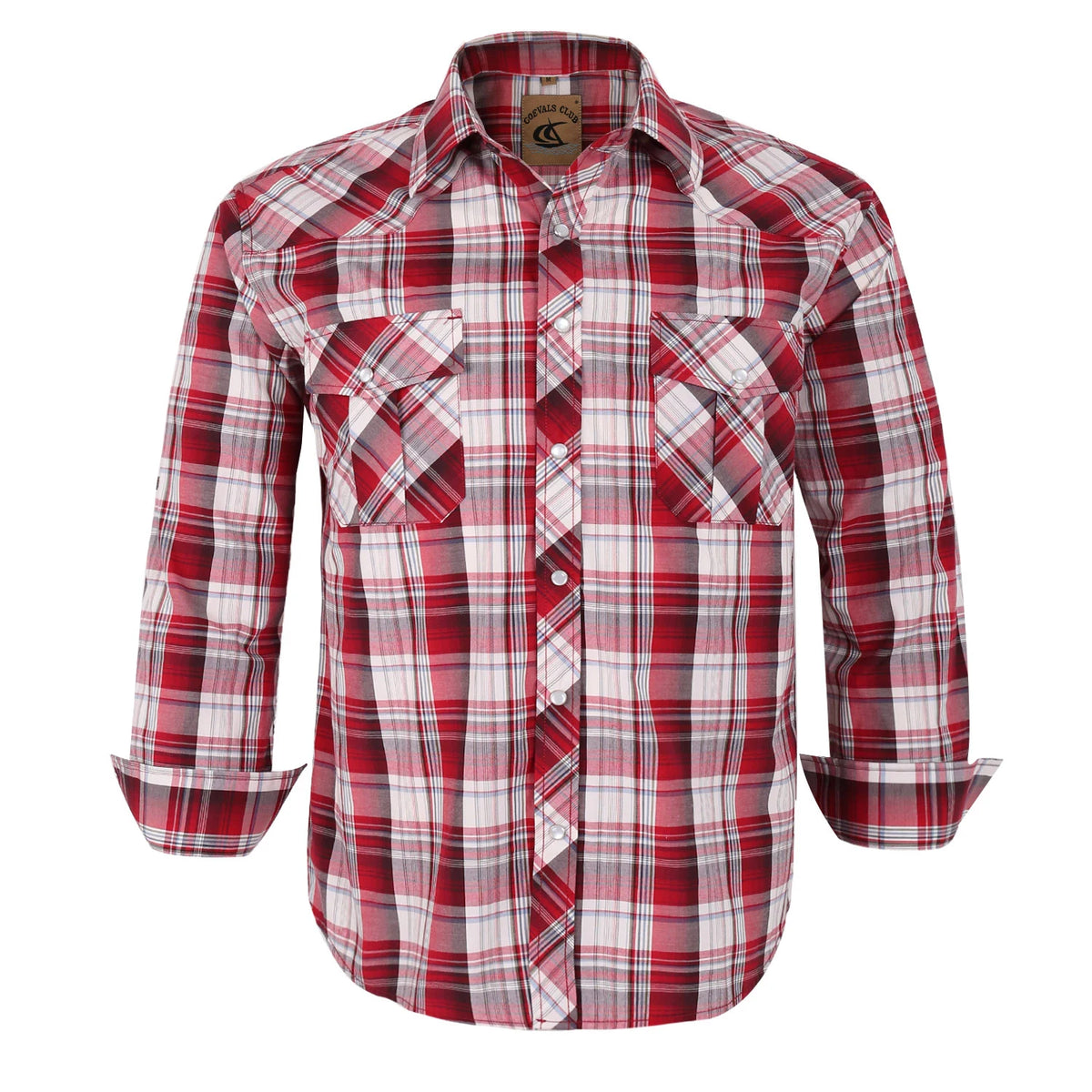 Men's Western Cowboy Long Sleeve Pearl Snap Casual Plaid Work Shirts