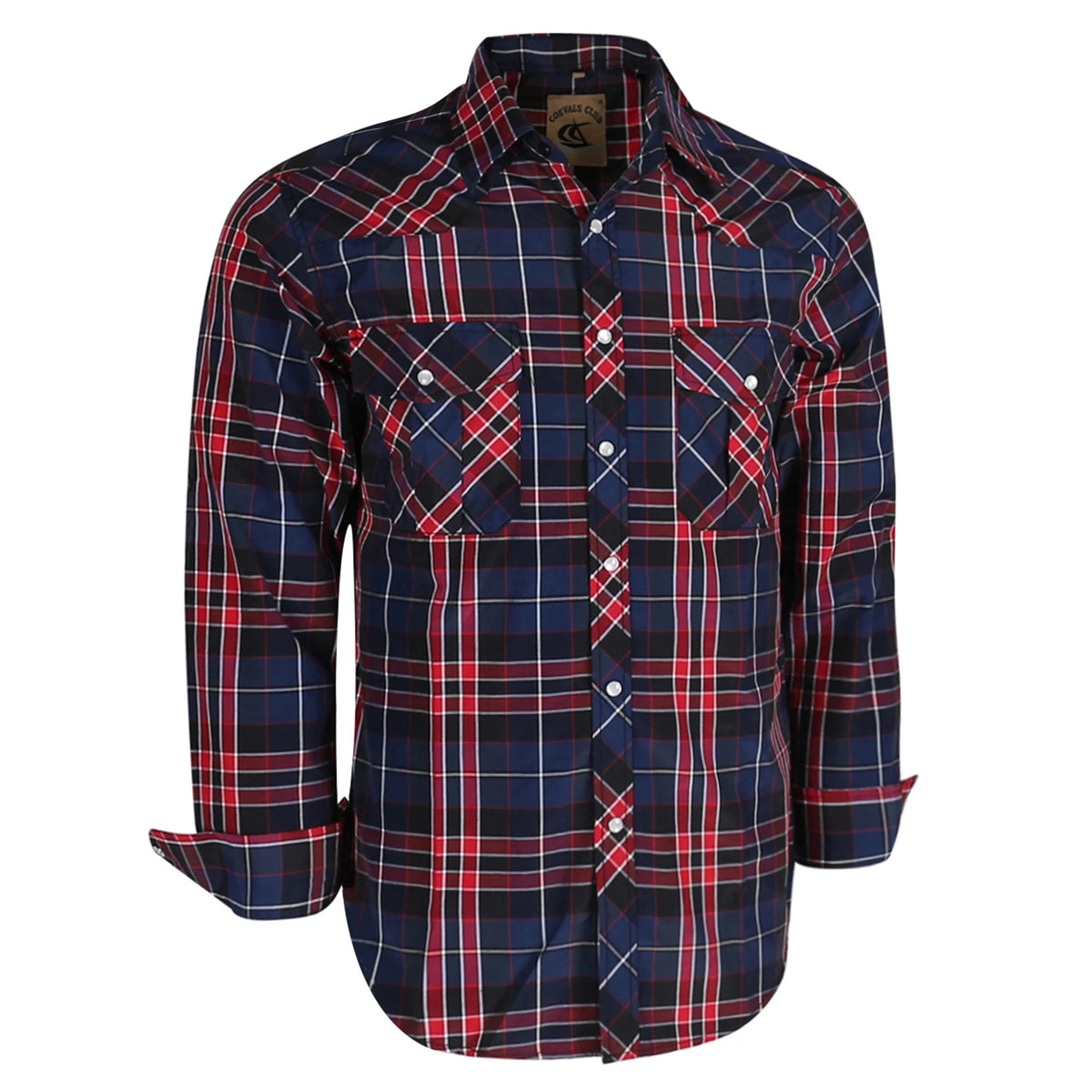 Men's Western Pearl Snap Button up Casual Cowboy Long Sleeve Two Pockets Work Plaid Shirts
