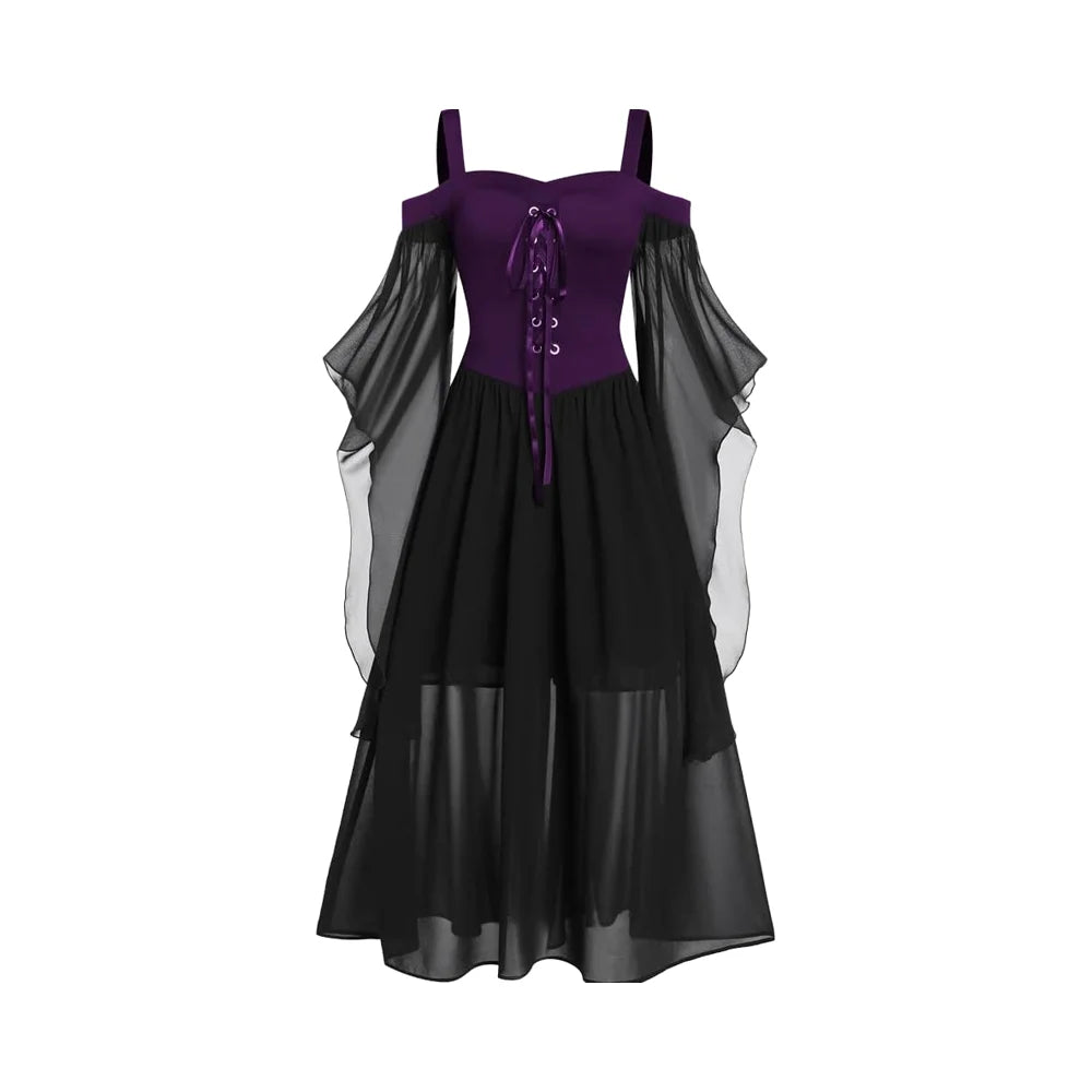 Women's Gothic Punk Style Off-the-shoulder Butterfly Sleeve Easter Cosplay Party Dress