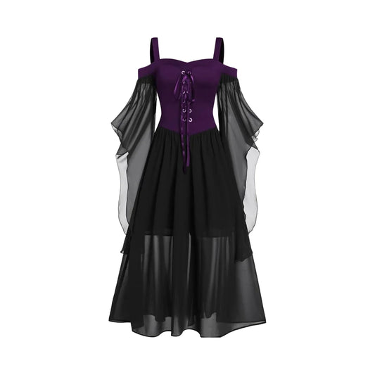 Women's Gothic Punk Style Off-the-shoulder Butterfly Sleeve Easter Cosplay Party Dress